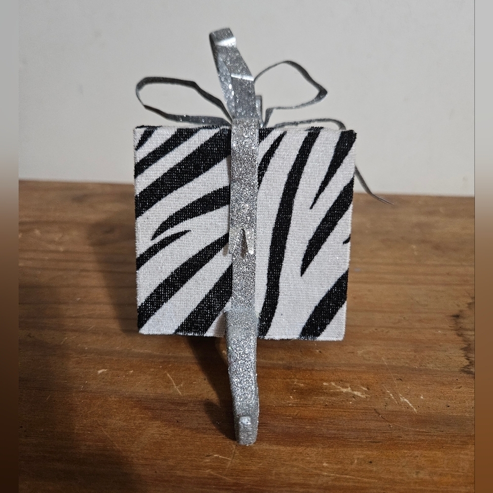 Zebra Print Gift Shaped Stocking Holder!
